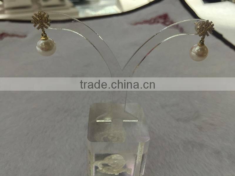 cheap 14k gold 8.5-9 mm white akoya pearl earrings