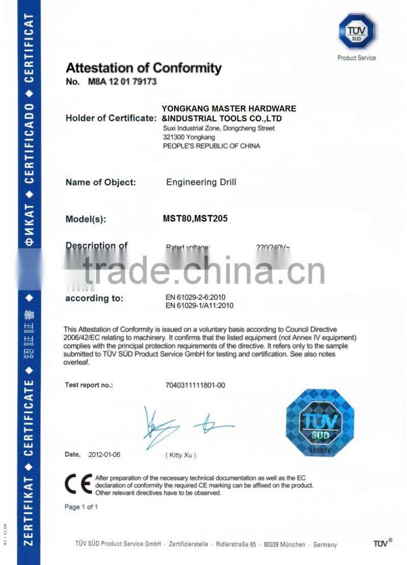 MASTER 120mm 4.8"Industrial quality concrete diamond core drill machine(MT120)