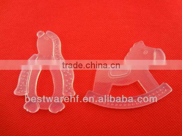 2013 Colorful Food Grade Soft Horse shape silicone baby teether/silicone baby products baby bottle and teether with handle