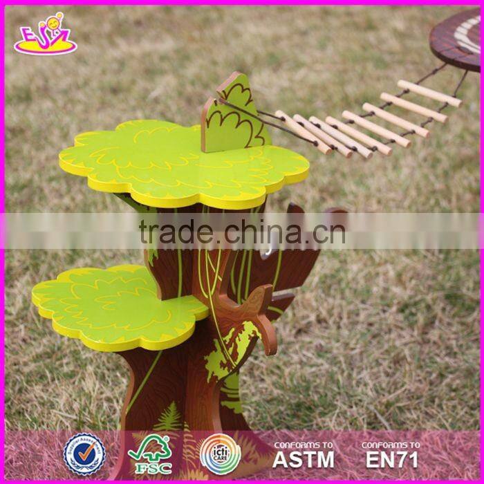 2017 New products indoor children toys wooden treehouse dollhouse W03B059