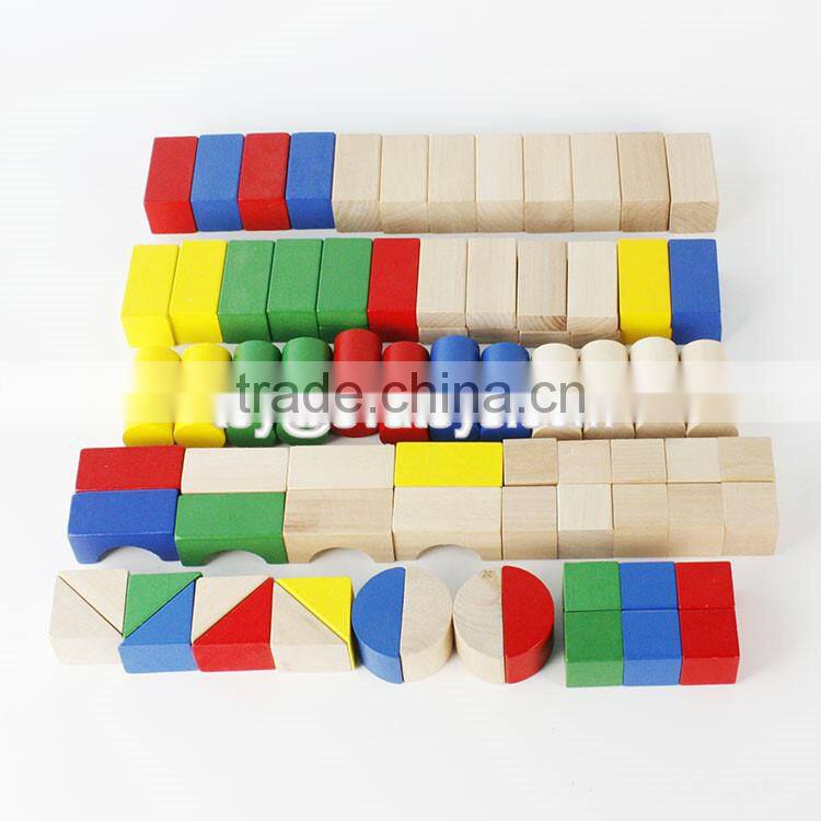 Colorful 80 pieces kids wooden toy connecting building blocks best sale children wooden intelligence building blocks W13A137
