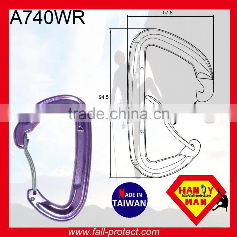 24KN Bent Gate Aluminum Mountain Climbing Carabiner Made in Taiwan