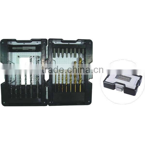 22pcs twist drill with masonry drill set in metal case