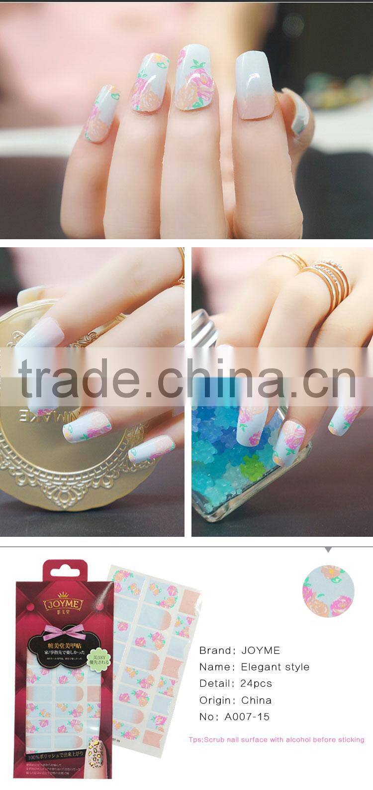 2017 Water transfer printing UV Gel feather design nail foil sticker