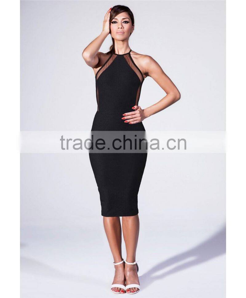 New Party Dress 2016 Women Backless Black Bodycon Pencil Midi slim Sexy Bodycon Bandage Dress