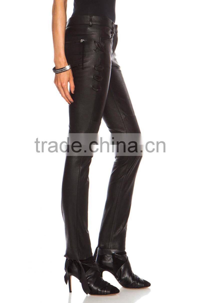 New Womens Sexy Black Tight Skinny Leather Pant Lambskin 4 6 8 10 12 14 16