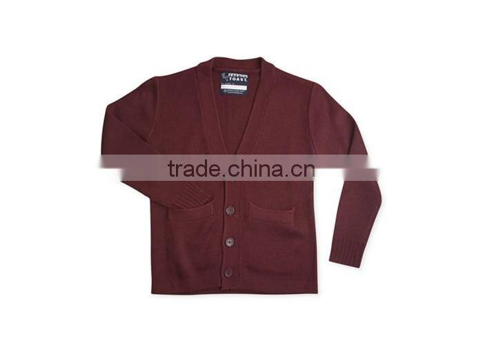 Boys' Uniform Regular Fit Anti-Pill V-Neck Cardigan