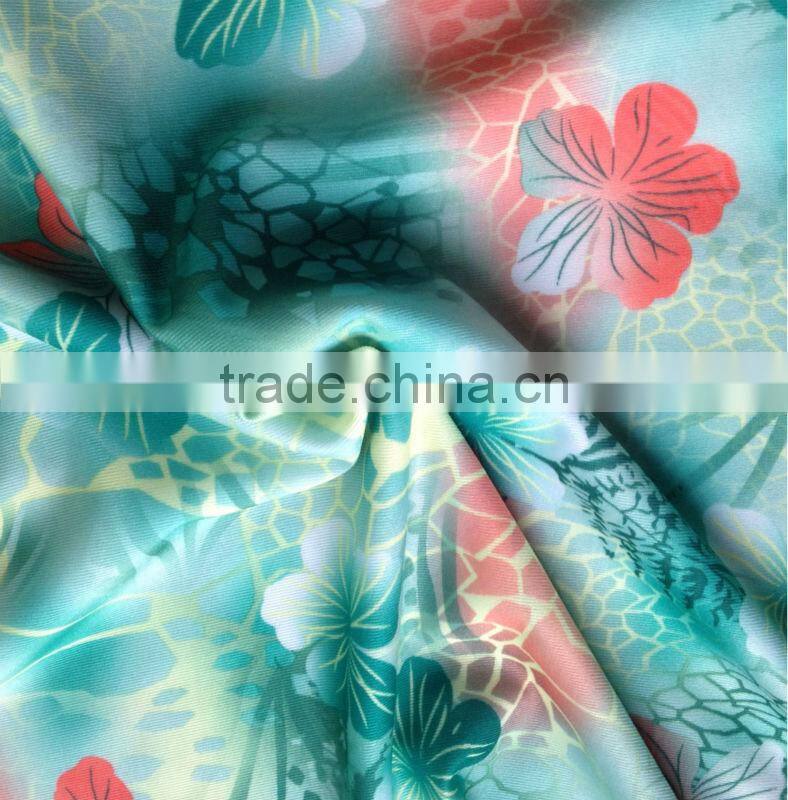 4 way stretch Poly Spandex flower transfer printed fabric