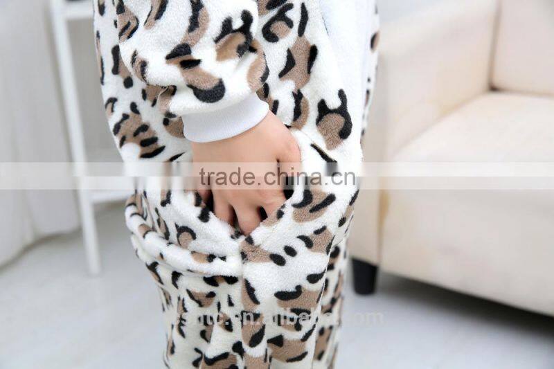 flannel cartoon adult animal jumpsuit animal pajamas jumpsuit leopard design