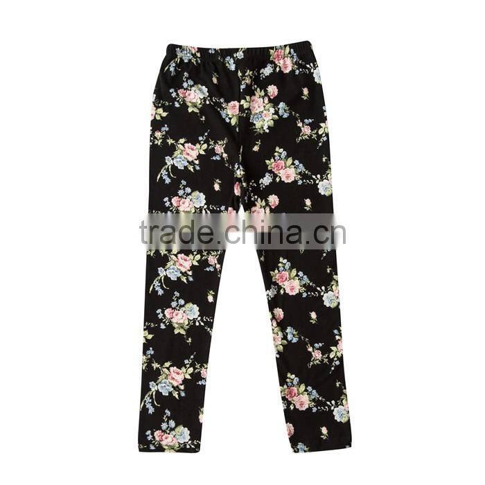 2017 New design Girl Clothing Spring Girl Floral Long Pants Cotton Trousers Autumn Leggings