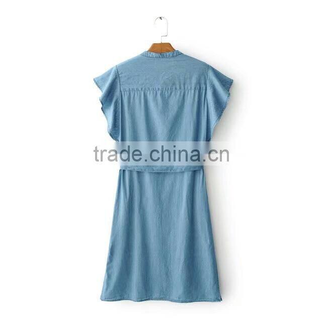 China ready goods wholesale latest design tencel casual denim dress