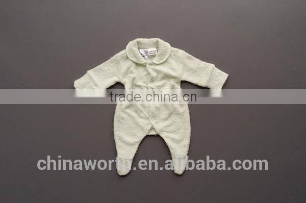 plain design baby towel rompers long sleeve wholesale baby clothing