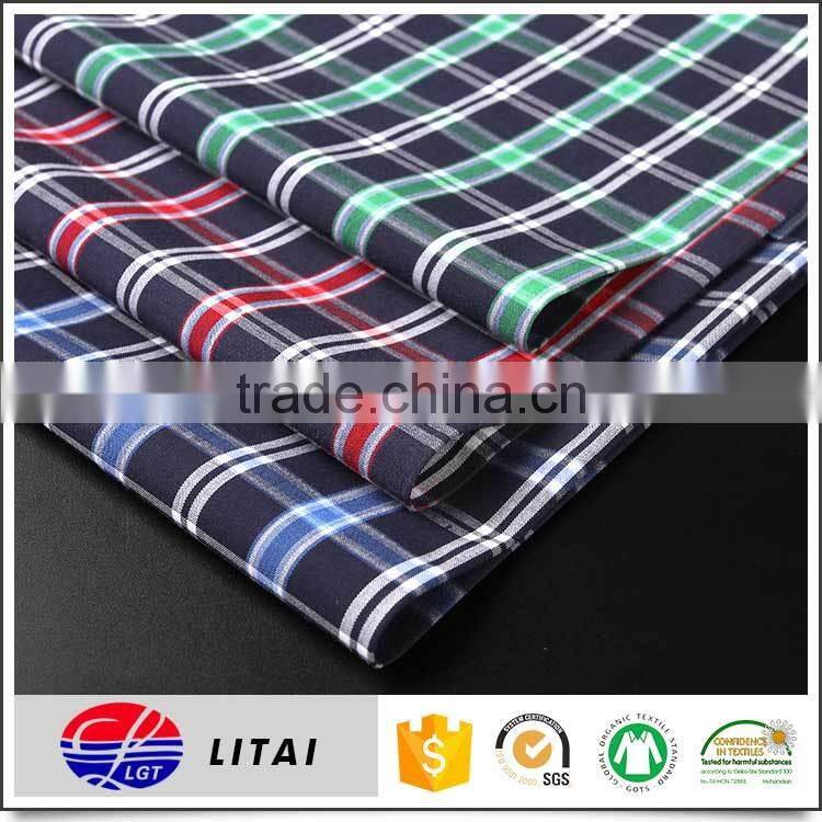 ready goods, check bamboo shiritng fabric with hot selling in vietnam