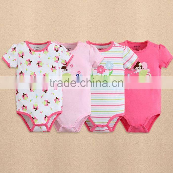 mom and bab summer Short sleeves baby rompers,100% cotton cute embroider long sleeve bodysuit, baby clothes