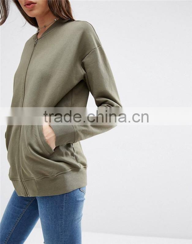 Cheap price women solid color bomber jacket in jersey