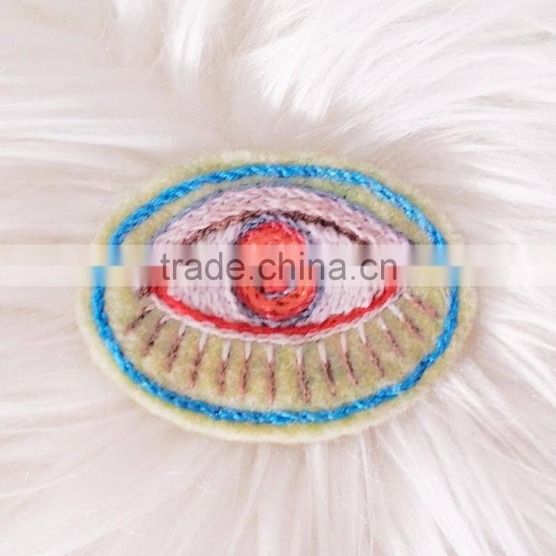 Custom high quality embroidered eye patch for clothes embroidery patch made in china choose size/color