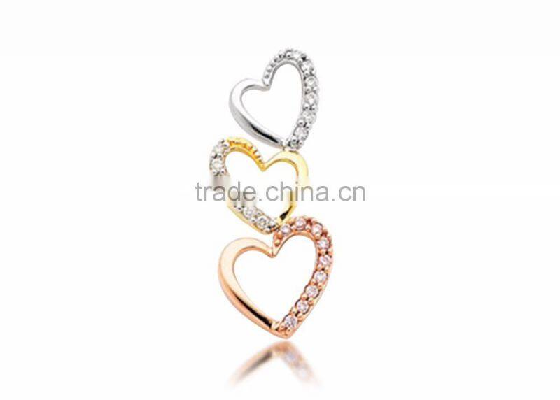 Fancy Tri Color CZ Studded Heart Pendant