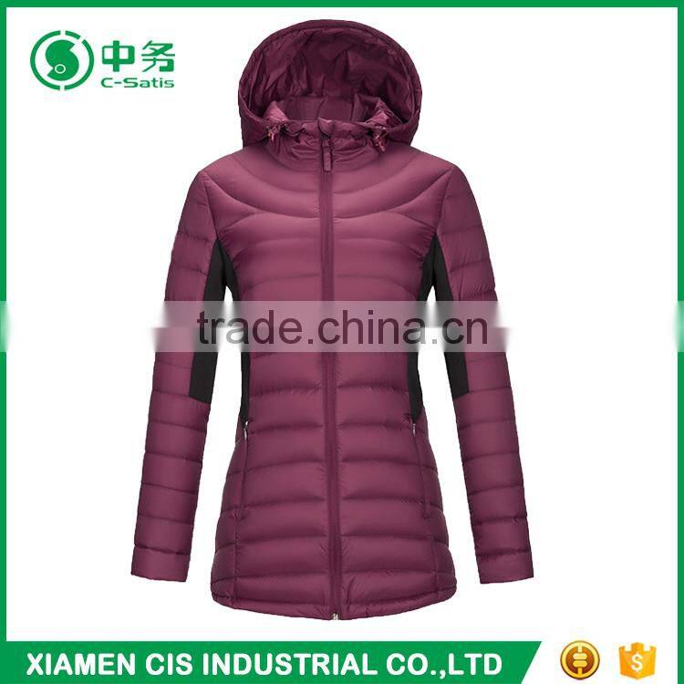 New Product Winter Warm Slim Fit Hooded Women Long Down Filled Jacket