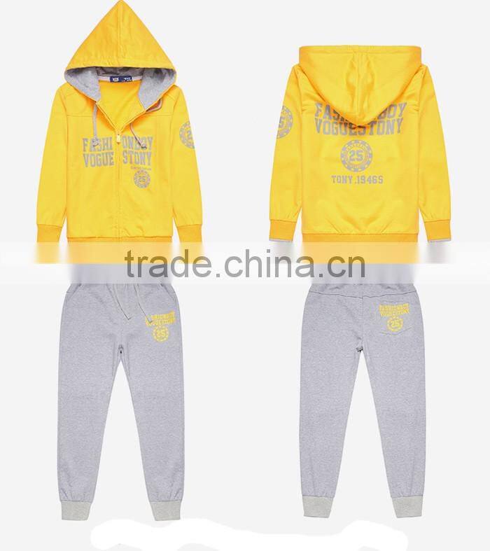 Fashion wholesale sports zip-up child boy clothes set
