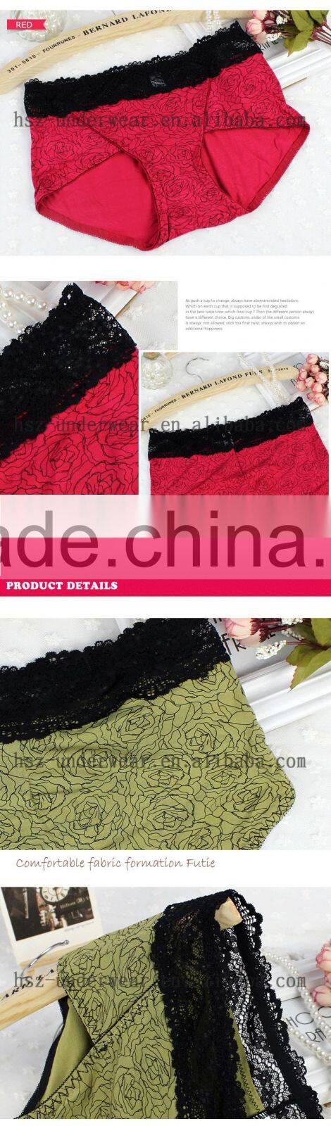 Fashion wholesale romatic rose printing briefs sexy mature women panties high quality underwear women sexy lace mature panties