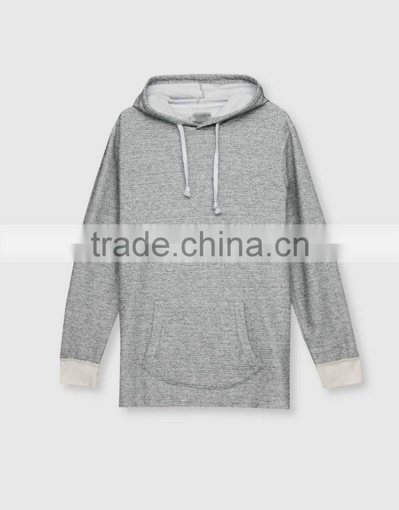 2017 Hot sell gym fitted blank sport pullover grey printed french terry 100% cotton custom hoodies pullover men