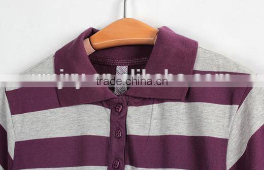 Cheapsale Sexy Fashion Ladies Tight Solid Stripe 100% Cotton Short Sleeve Polo Neck Casual Dress