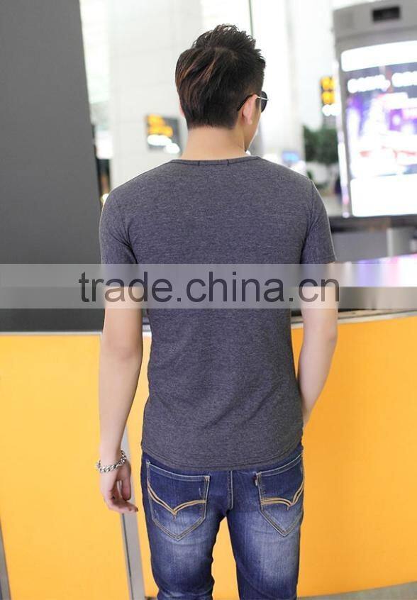bulk wholesale Men's V-Neck Short Sleeve T-Shirt Slim Basic Tee Top Plain T Shirts For Printing