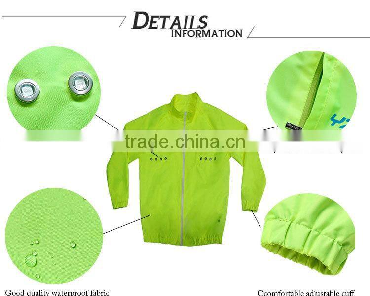 USB rechargeable flashing safety cycling sports long sleeve jacket