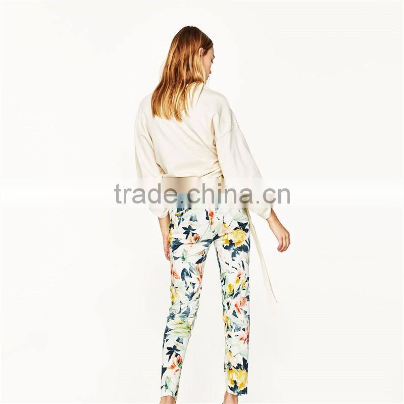 Custom Design Female Fitted Cotton Multicoloured Floral Dress Pants
