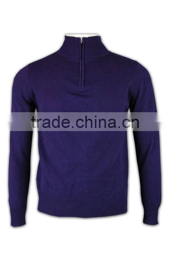 ISO9001/BSCI Manufature purple zipper mens blank wool sweater