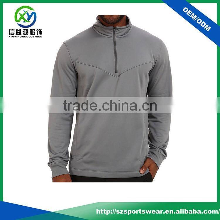 Polyester spandes blended material grey color 1/4 zip design mens sports jacket