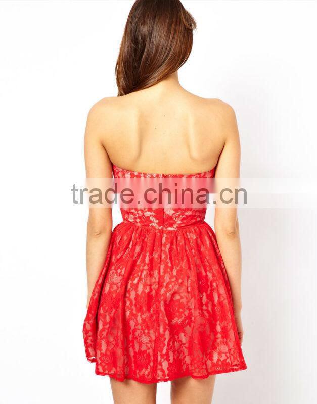 Lace Bandeau Skater Dress