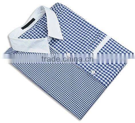 contrast color check shirts men shirts with pocket