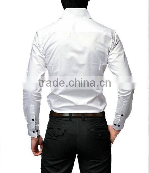 2017 MTO mens contrast color poplin white tuxedo shirt