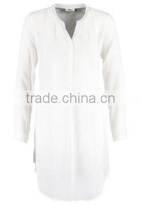 Basic long section white t shirt long sleeve fashion casual tunic