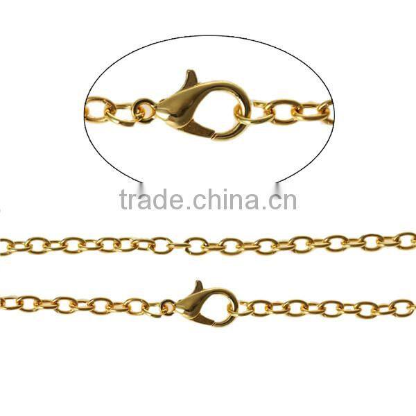 2016 Gold Plated Link Cable Chain With Lobster Claw Clasp Iron Based Alloy Jewelry Chain Necklace