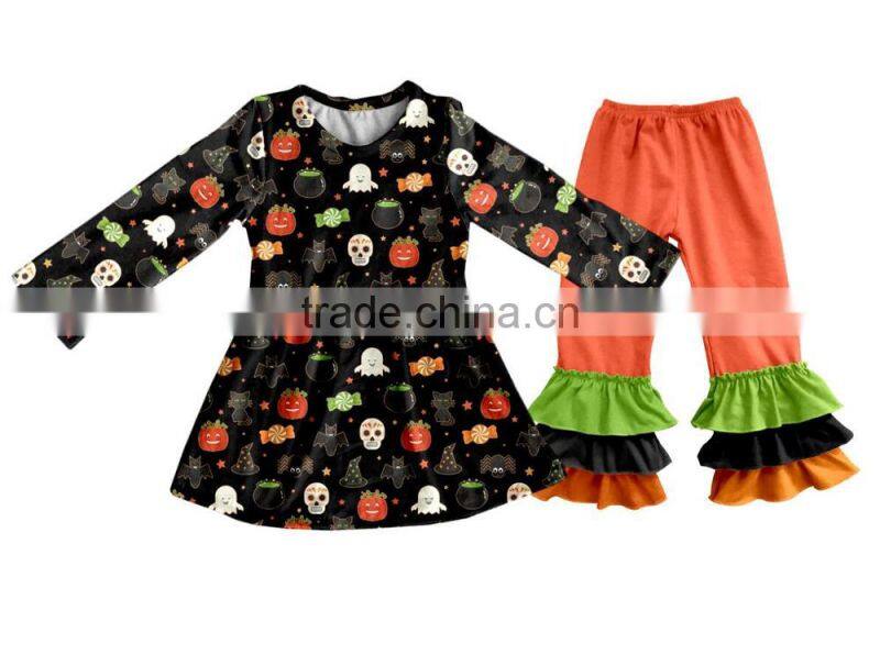 Wholesale Girls Boutique Outfits 2017 Kids Halloween Clothing Designer Pumpkin Appliqued Baby Clothes