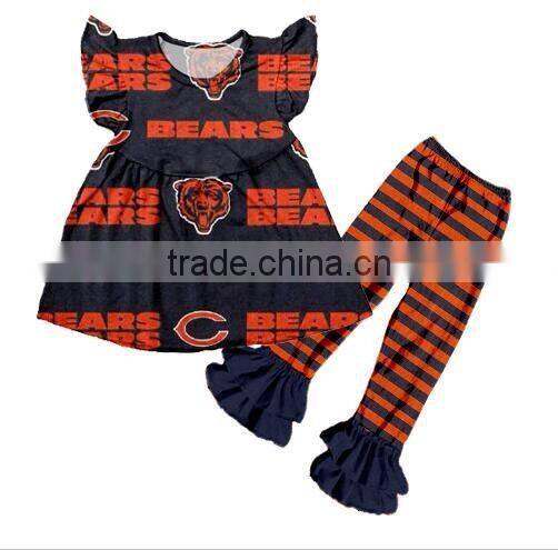 Halloween style boutique baby girl clothing dress no sleeves with ruffle pants designed for pretty girl kids clothing set