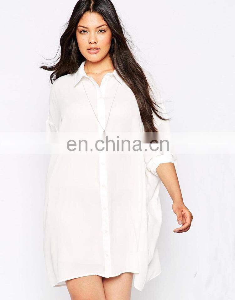 The latest white Oversized Longline chiffon Blouse for women