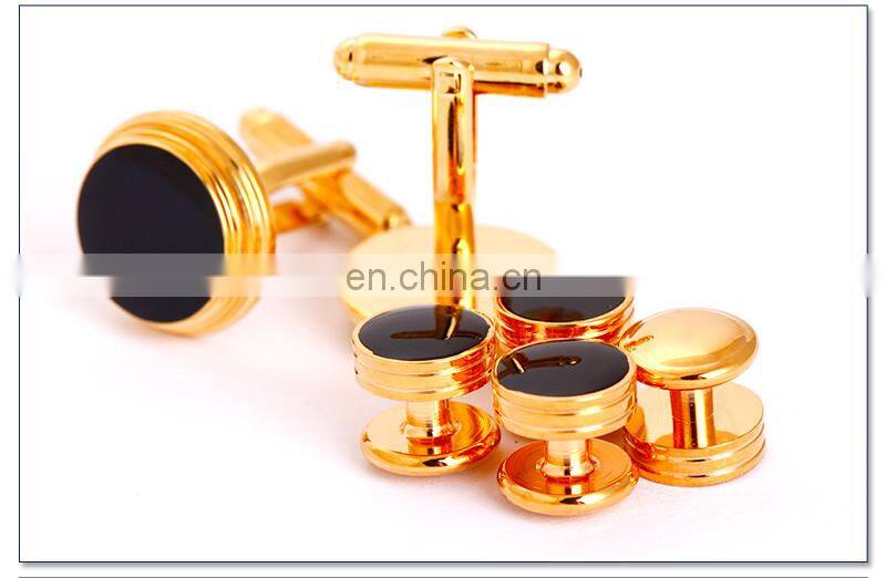 Round enamel cufflinks and studs sets metal studs for clothing
