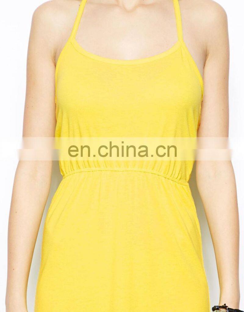 CHEFON Only Jersey yellow maxi dress