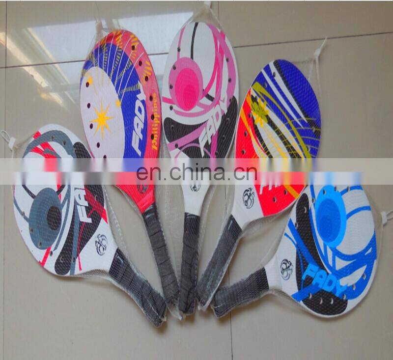 Promotional with customized logo print wooden beach racket for sports Beach racket ball game set