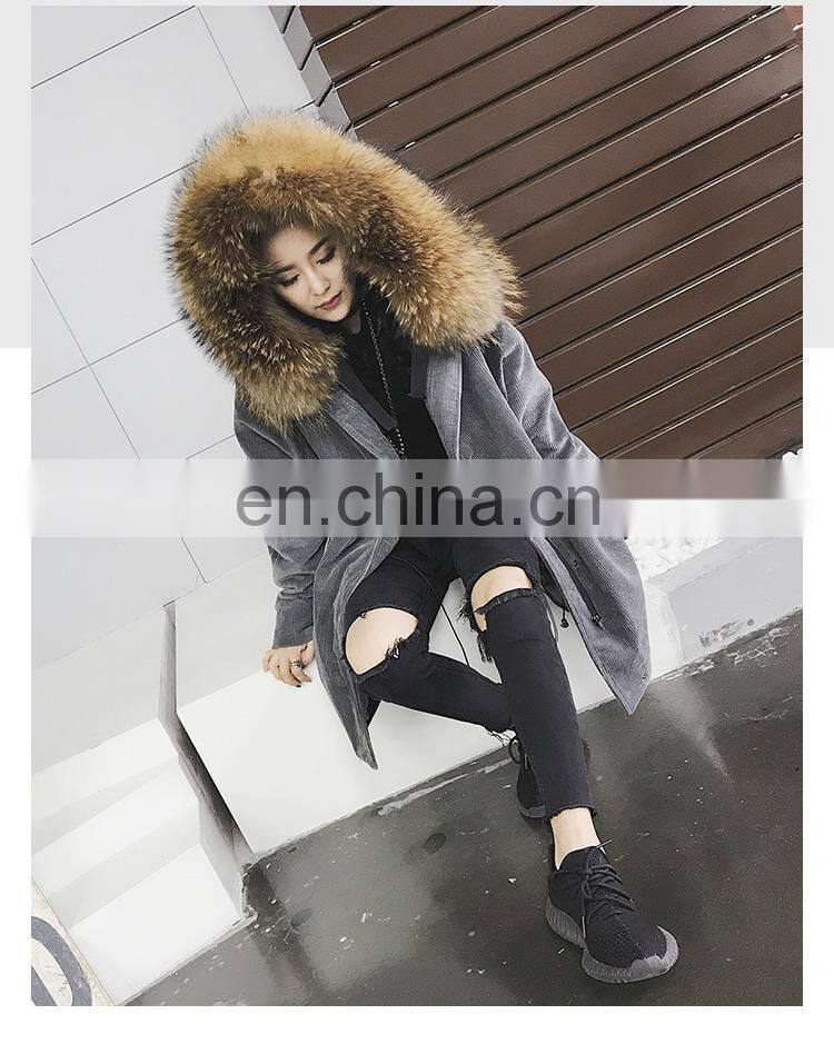 New Arrival Women Monochromatic Jackets and Winter Coats With Corduroy Fabric