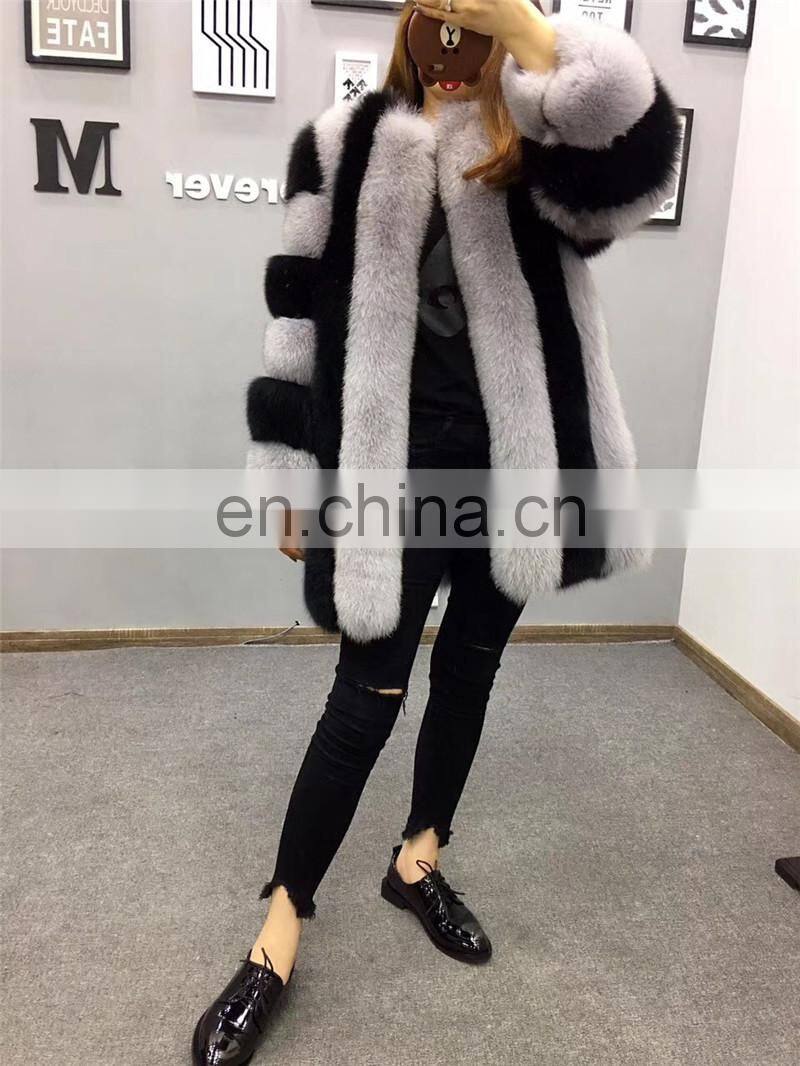 Hot Selling Women Genuine Fox Fur Coat Warm Beautiful Fashion Winter Cape Coat