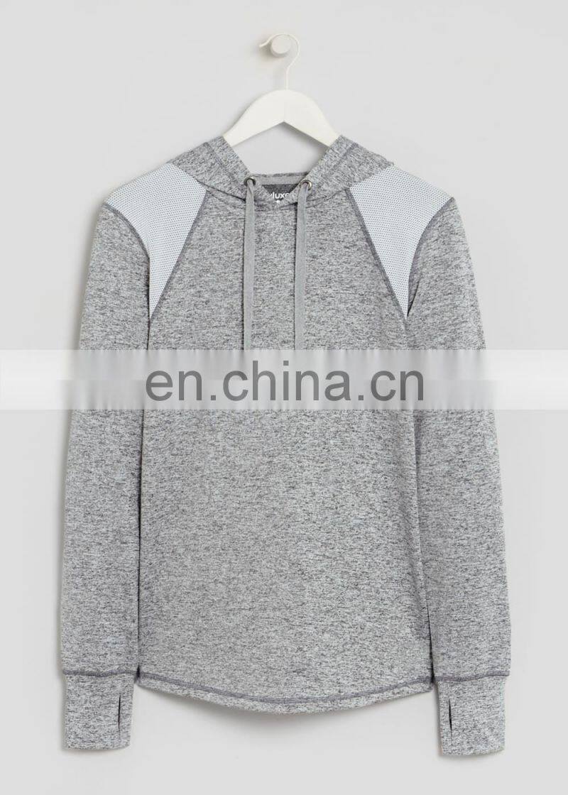 Running Women Long Sleeve Grey sport plain hoodie jacket