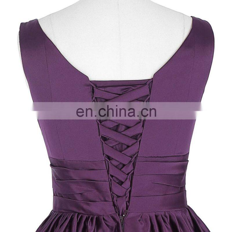 Grace Karin Sleeveless V-Neck Satin Purple Color Homecoming Dress Short Prom Party Dress 8 Size US 2~16 GK000126-2