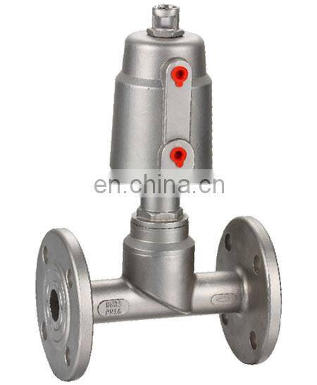 Stainless steel double acting angle seat actuator valve