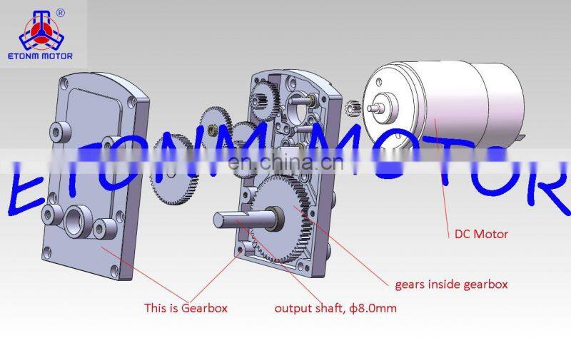 100kg.cm 1rpm 8mm dc gear motor 12V 24V