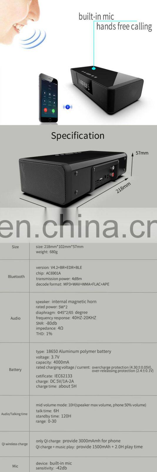 custom design mini portable wireless speaker fabric bluetooth speaker with fm radio Qi Charger