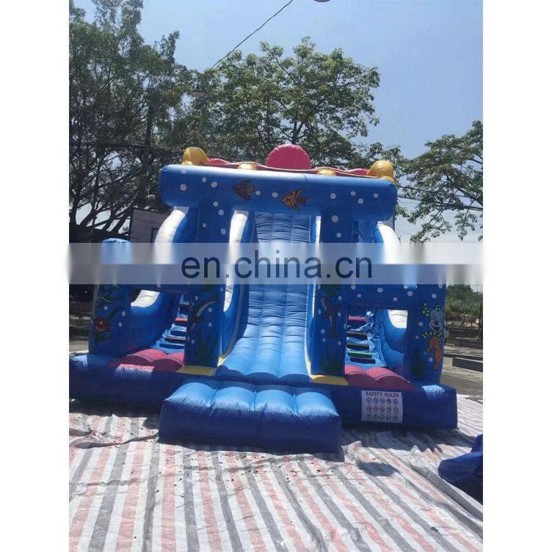 Inflatable slide amusement seaworld inflatable slide top quality inflatable blue water slides crush
